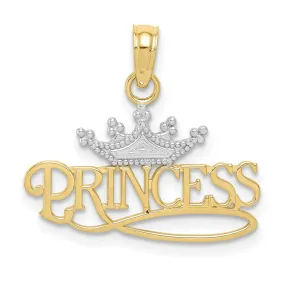 10k w/Rhodium PRINCESS w/White Crown Charm