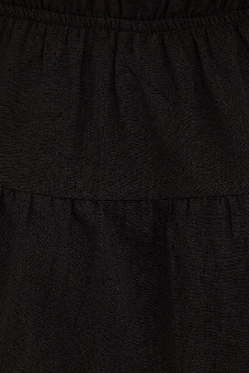 Black Cargo Shirtdress Short Sleeve Cotton Mini