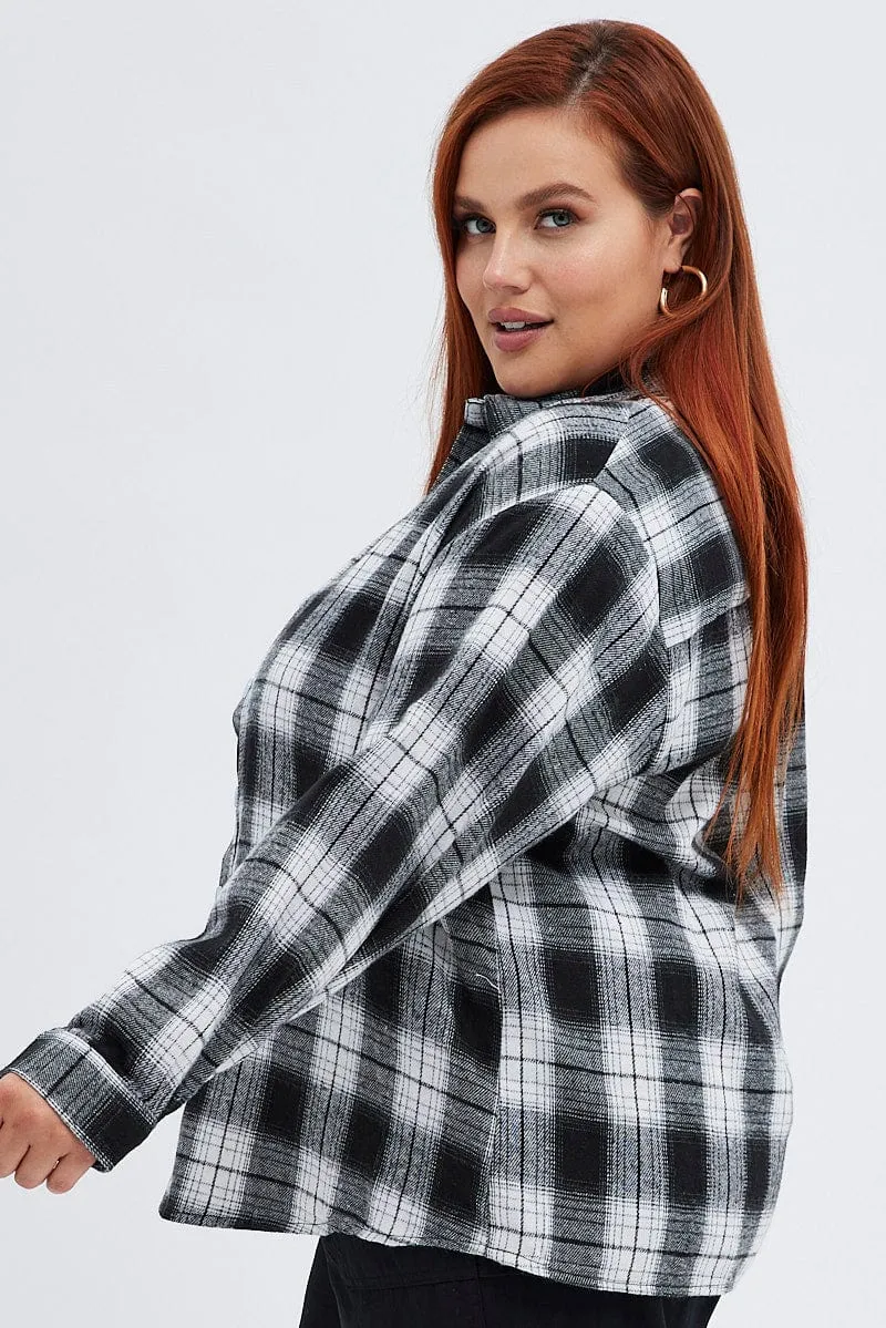 Black Check Relaxed Shirt Long Sleeve