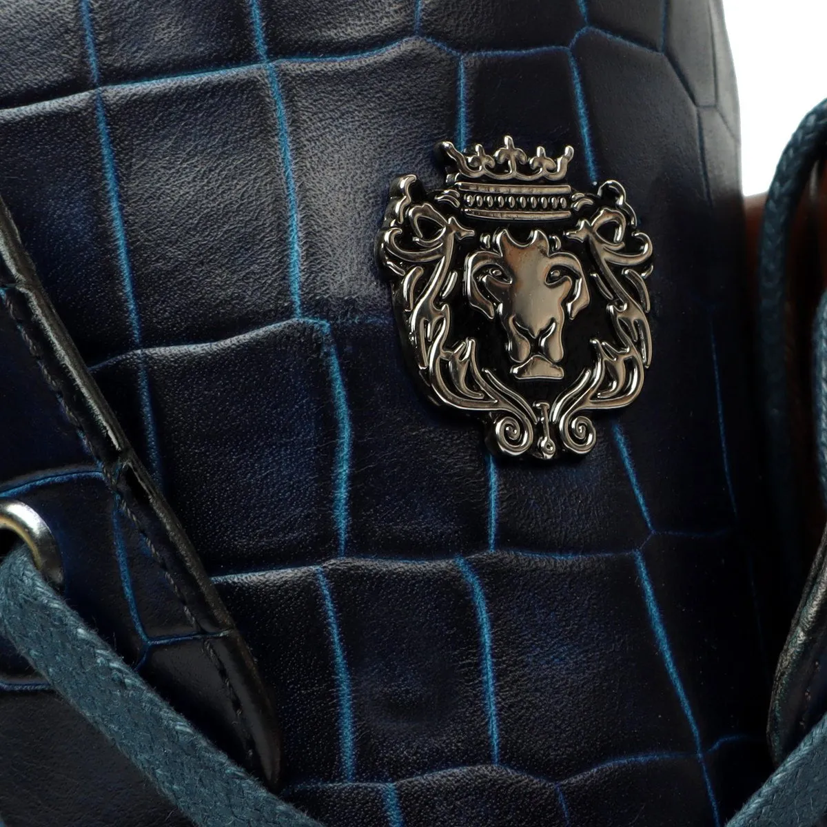 Blue Lava Inspired Boot Patina with Contrasting Dark Brown Collar Light Weight Leather by Brune & Bareskin