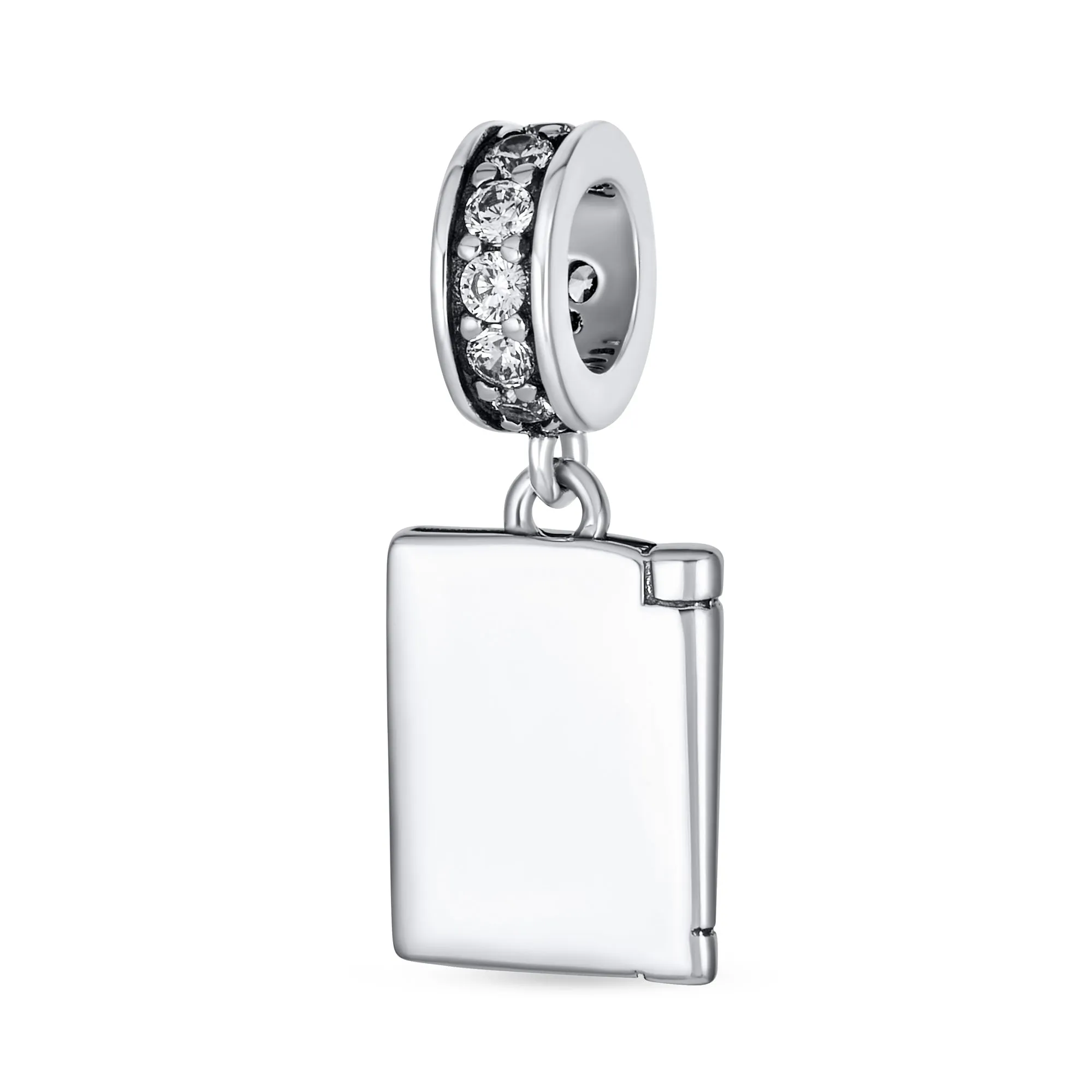 Celebration Book Words Happy Birthday Cake Cone Charm Bead .925 Silver
