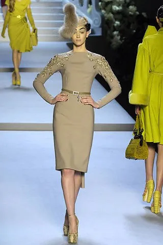 Chrisitan Dior - 2PC Black Long Sleeve Dress with Skinny Belt