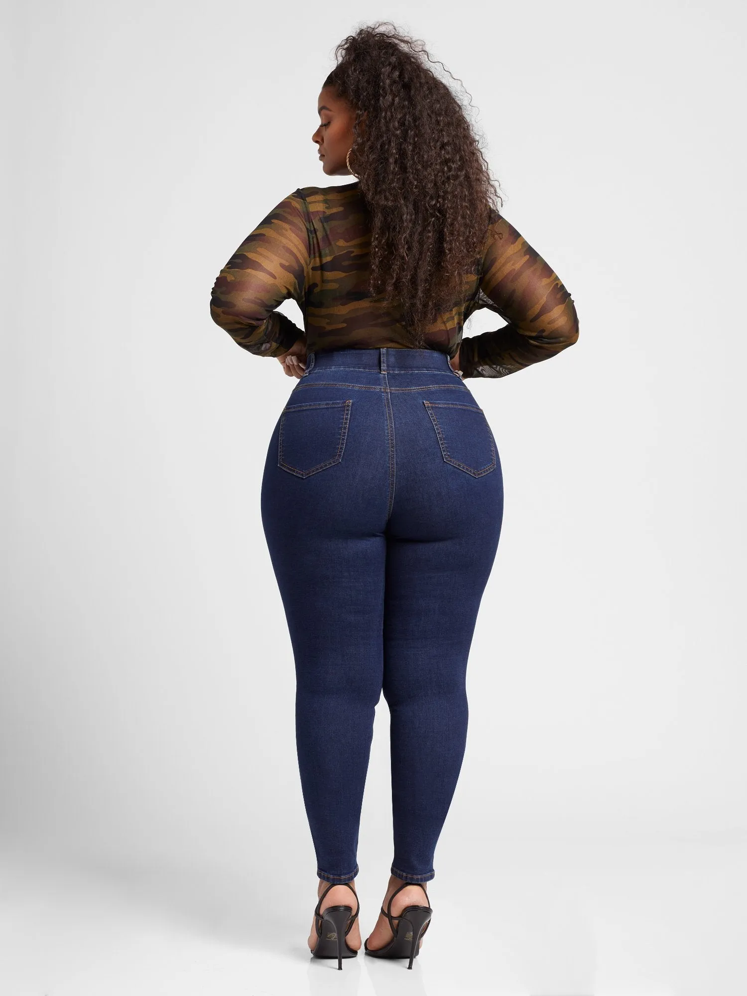 Dark Wash Curvy Skinny Jeans - Tall Inseam
