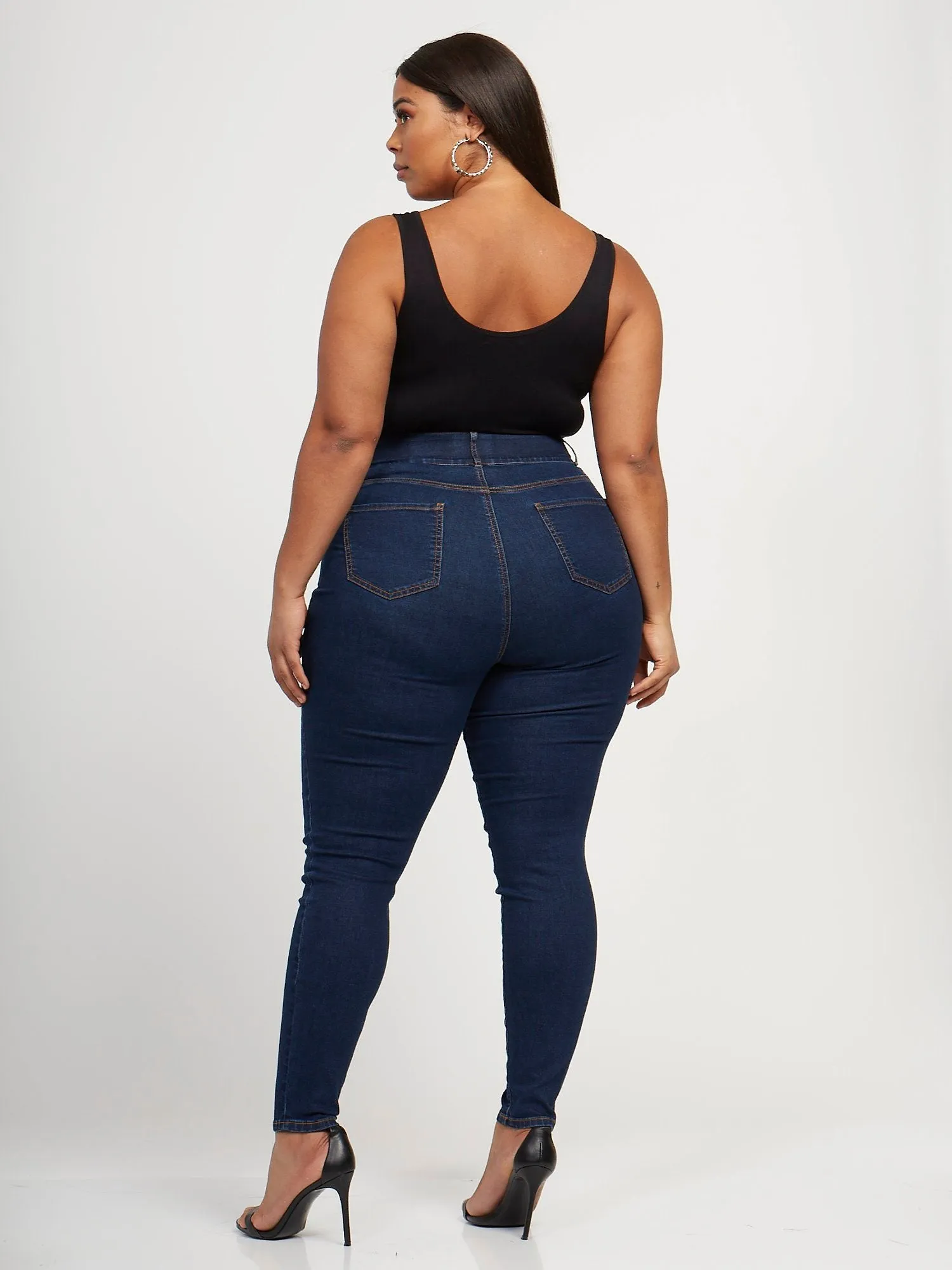 Dark Wash Curvy Skinny Jeans - Tall Inseam