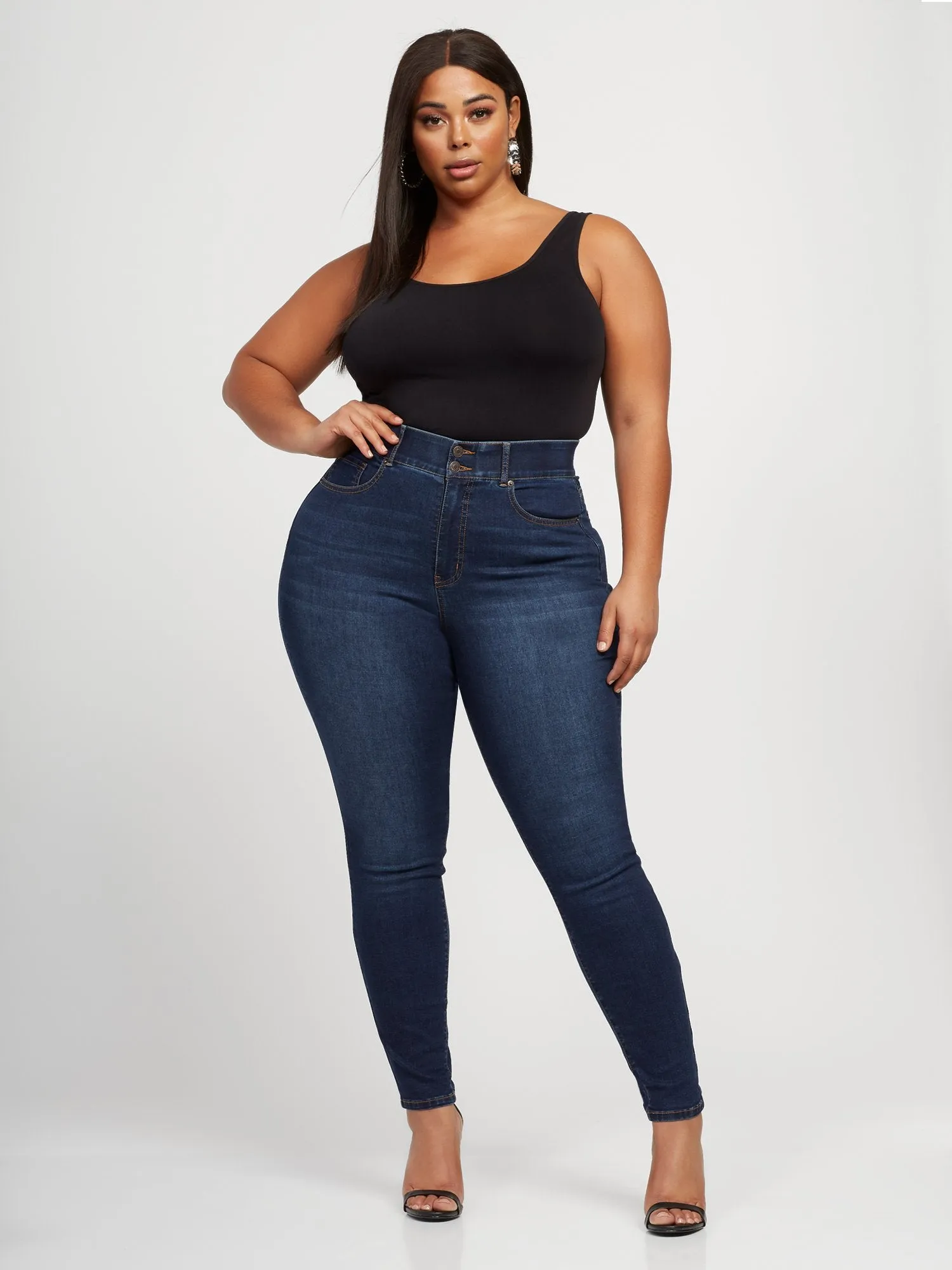 Dark Wash Curvy Skinny Jeans - Tall Inseam