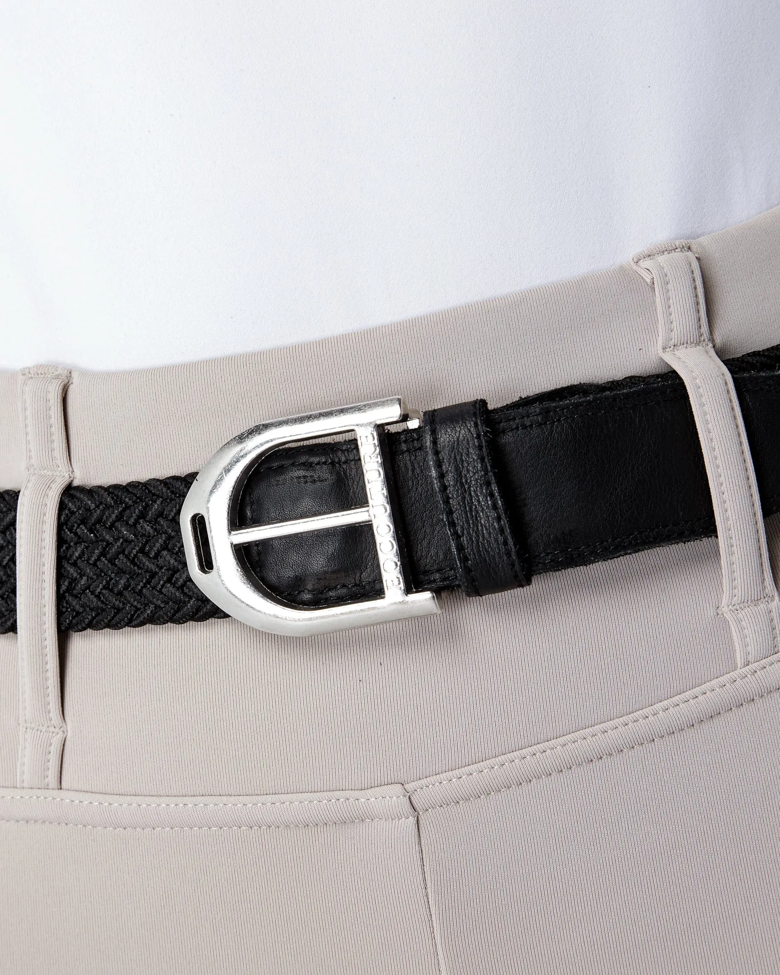 Elasticated Braided Stirrup Belt - BLACK