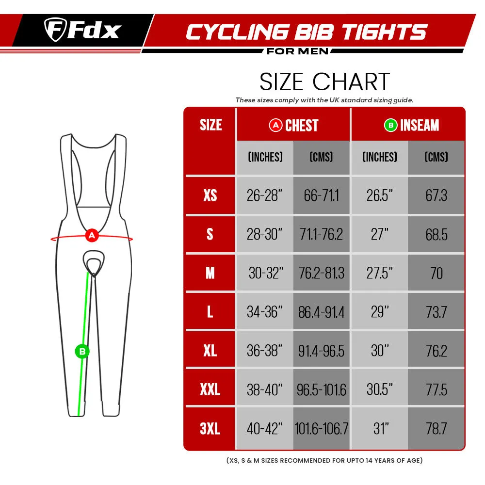 Fdx Morvo Men's & Boy's Black Thermal Padded Cycling Bib Tights