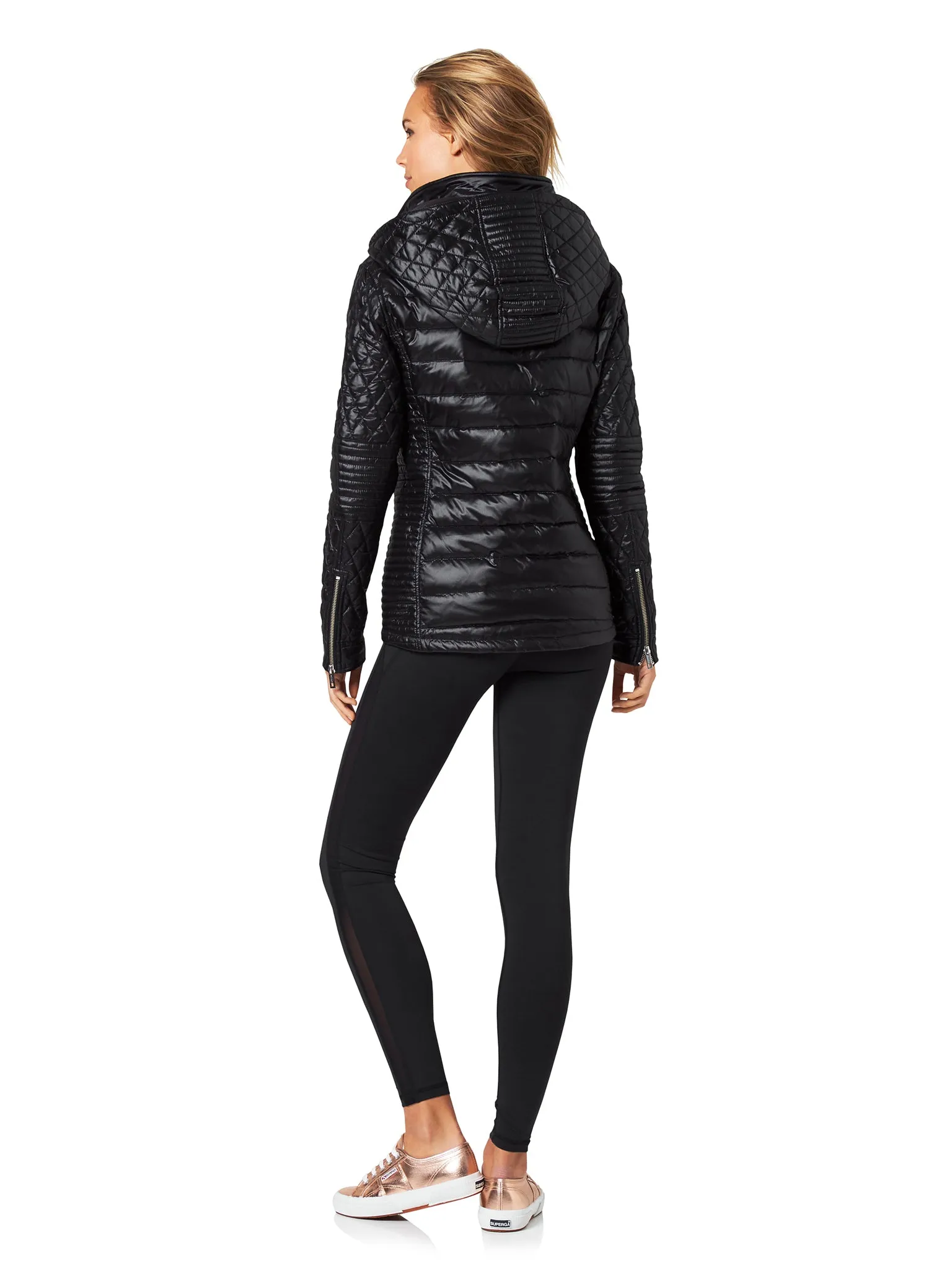 FLORENCE BIKER PUFFER JACKET - BLACK