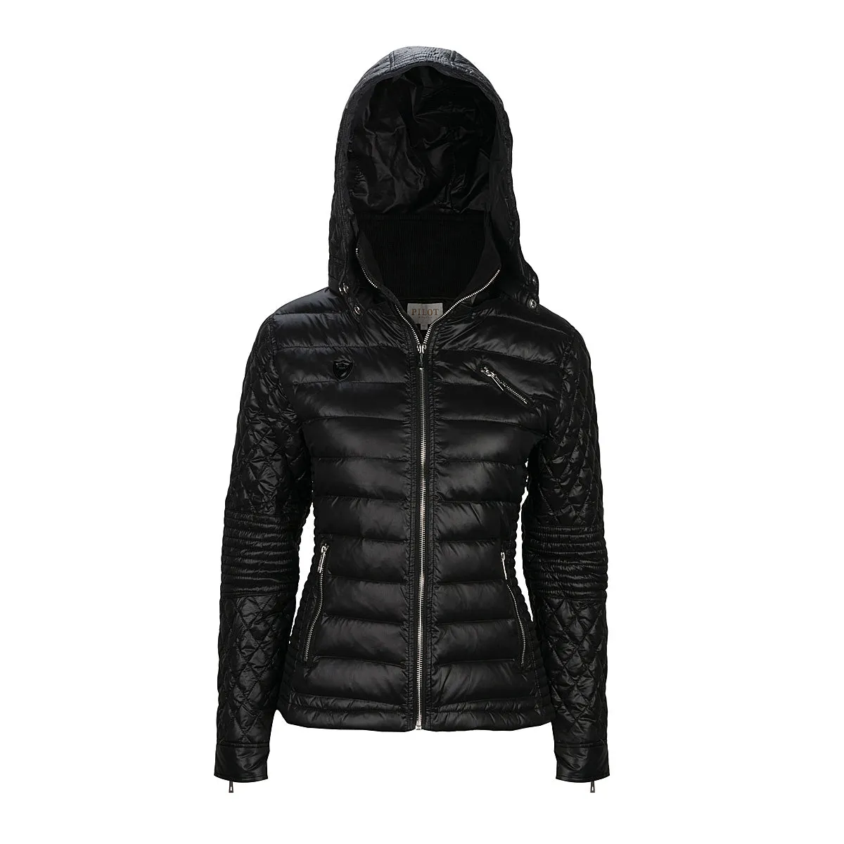 FLORENCE BIKER PUFFER JACKET - BLACK
