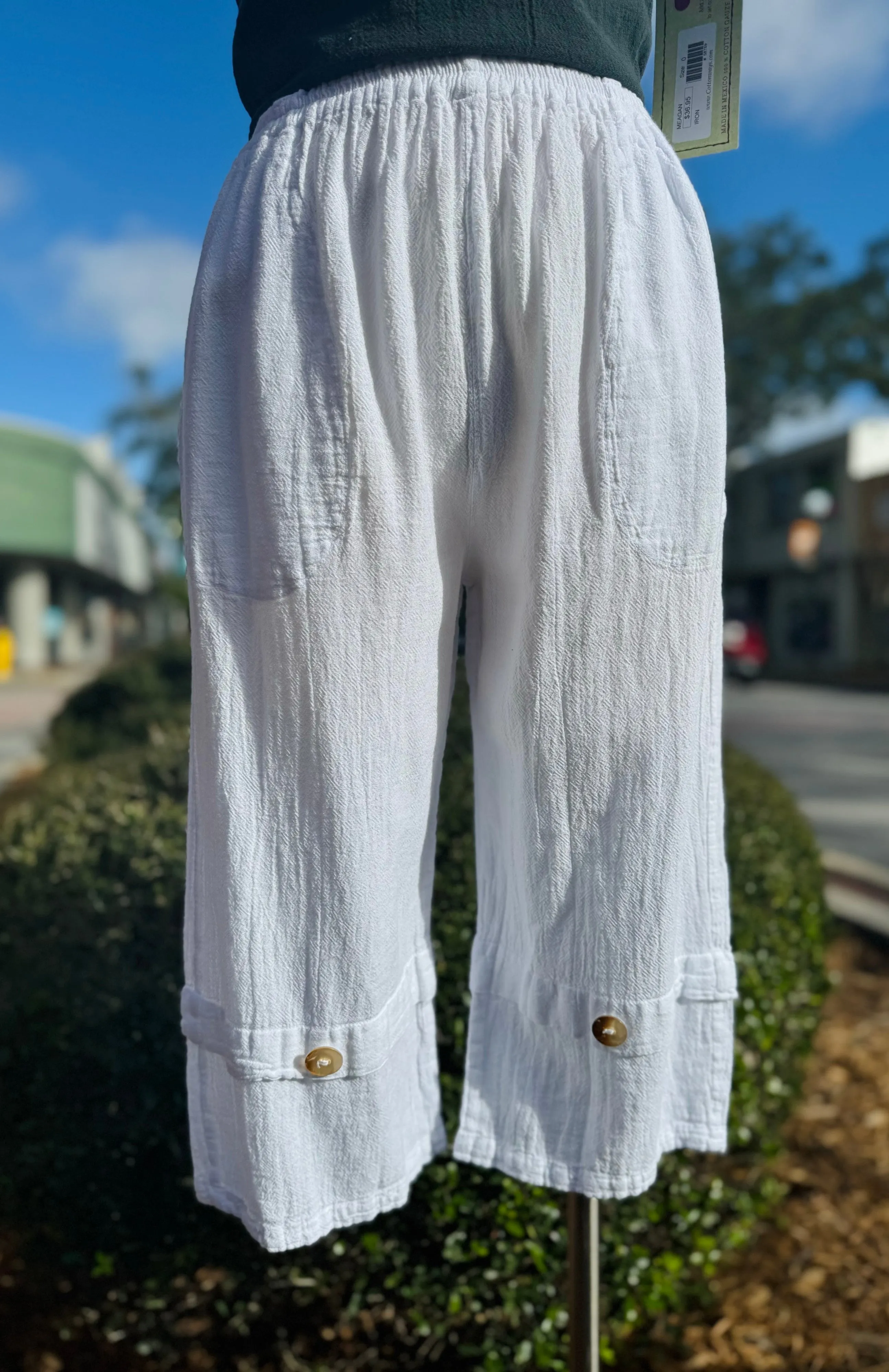 Gail Capri Pant with Pockets! 100% Cotton Gauze
