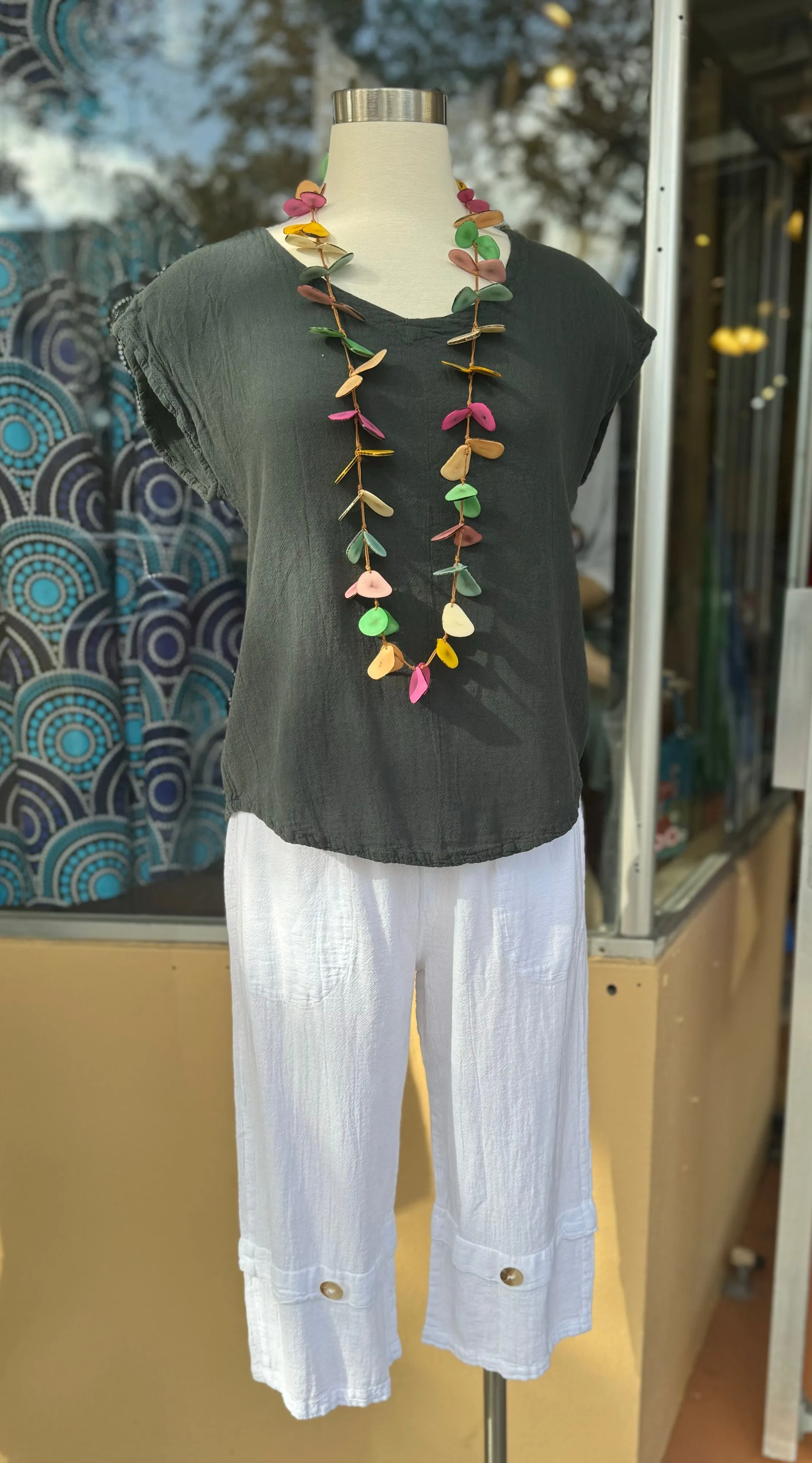 Gail Capri Pant with Pockets! 100% Cotton Gauze