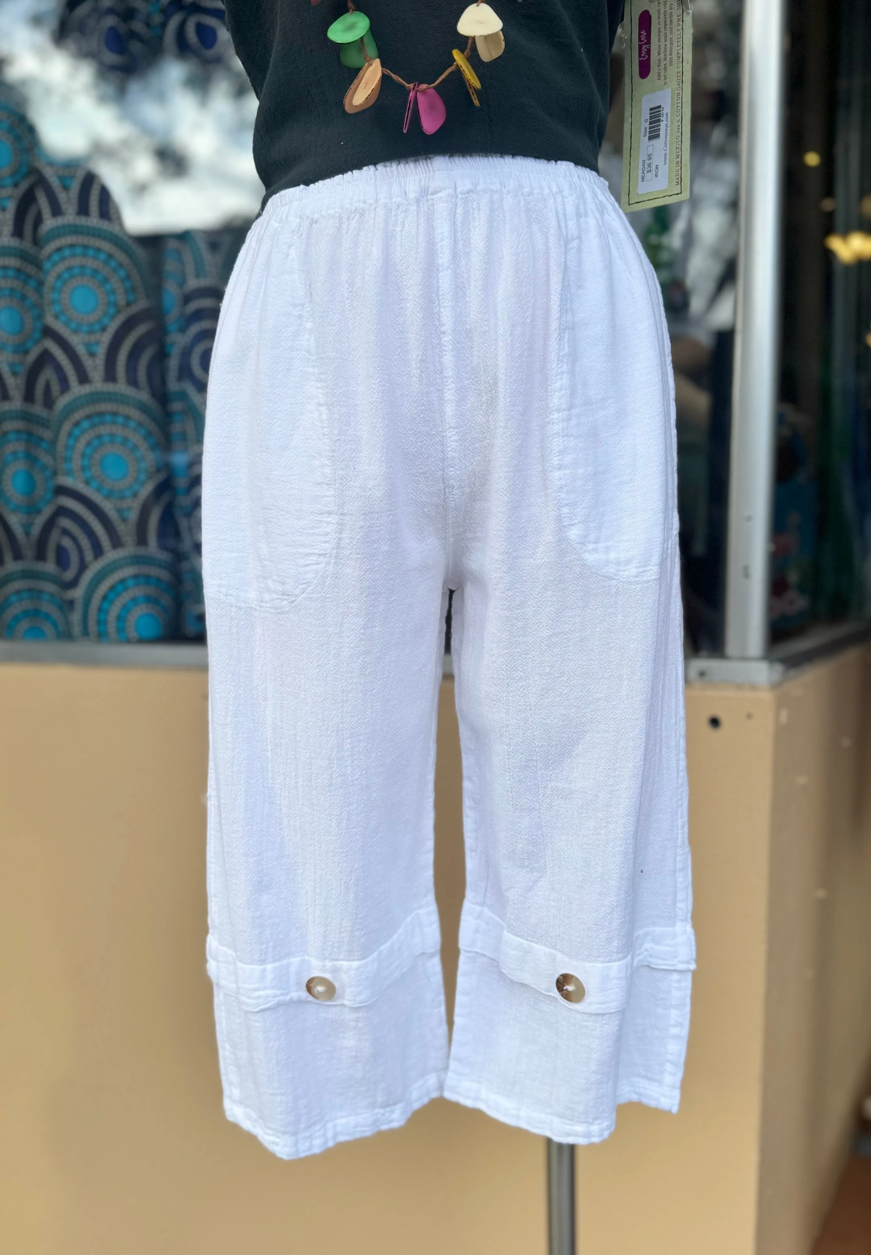 Gail Capri Pant with Pockets! 100% Cotton Gauze