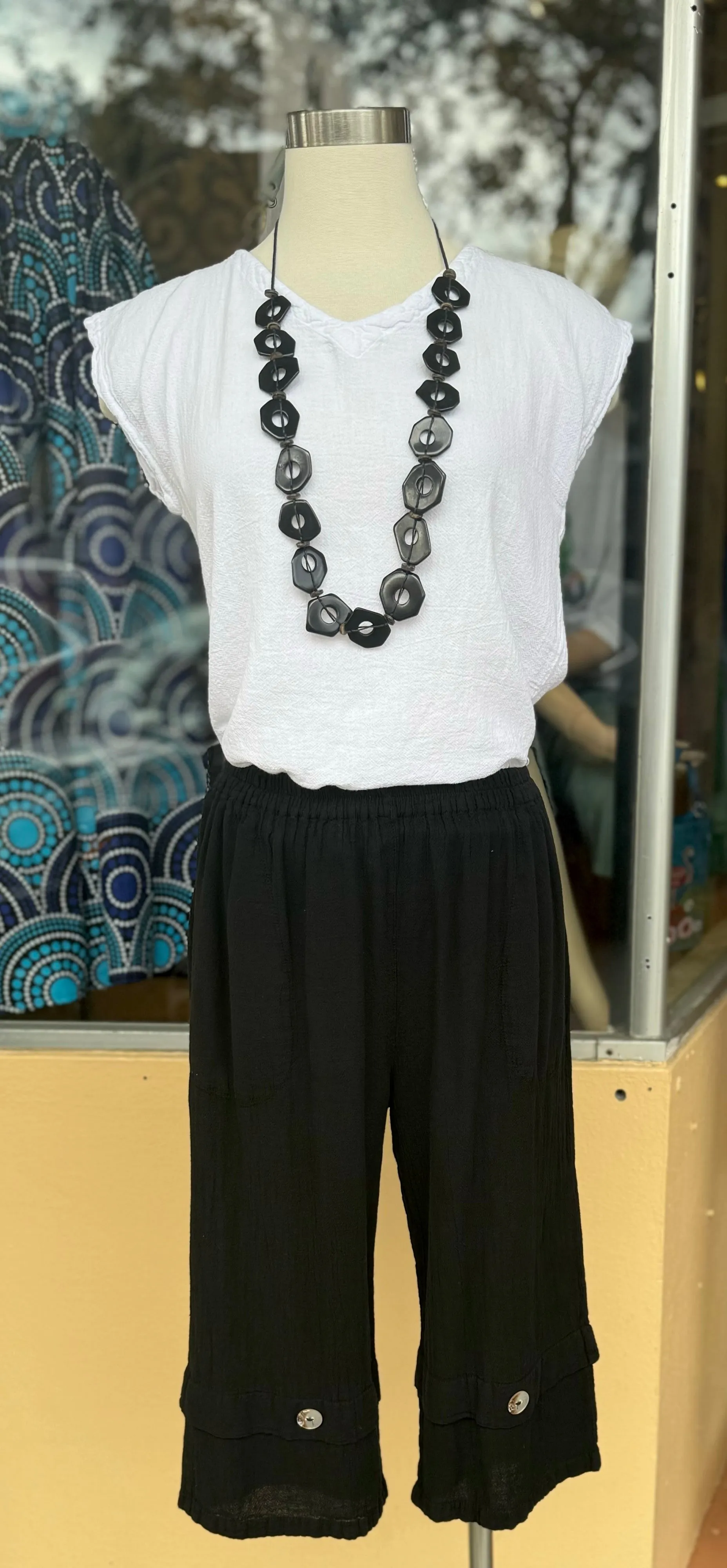 Gail Capri Pant with Pockets! 100% Cotton Gauze