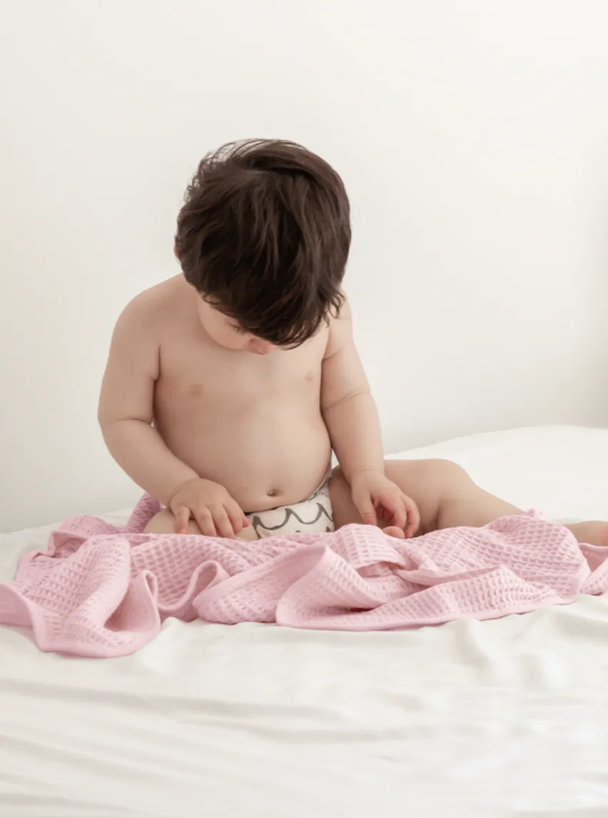 Hooded Waffle Towel - Rose