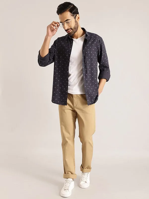 Men Kansas Fit Polyester Blend Trouser