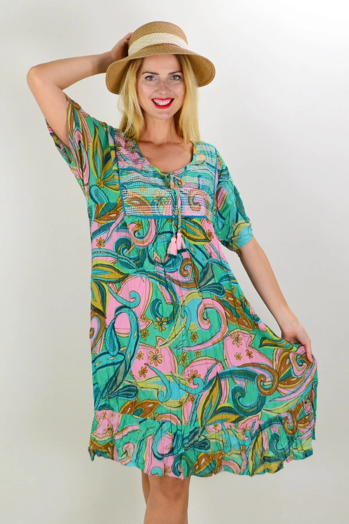 Mennagio Boho Bib Dress Tunic