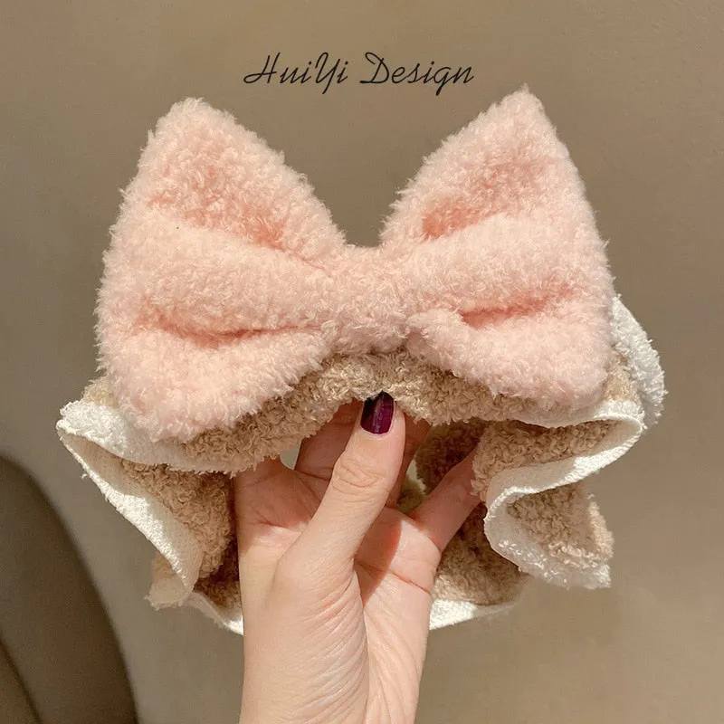 Ruoshui Wash Face Beathroom Hairband Hair Holder Warm Coral Fleece Heaband Bathroon Headwear Women Hair Accessories Headwrap
