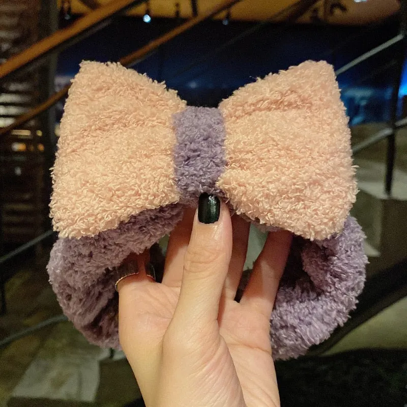 Ruoshui Wash Face Beathroom Hairband Hair Holder Warm Coral Fleece Heaband Bathroon Headwear Women Hair Accessories Headwrap