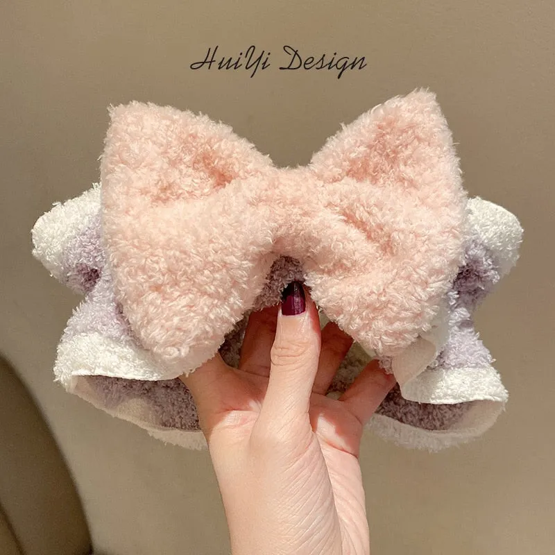 Ruoshui Wash Face Beathroom Hairband Hair Holder Warm Coral Fleece Heaband Bathroon Headwear Women Hair Accessories Headwrap