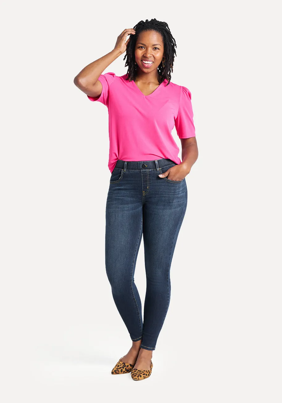 Skinny-Leg | 4-Pocket Betabrand Yoga Denim (Dark Vintage Wash)