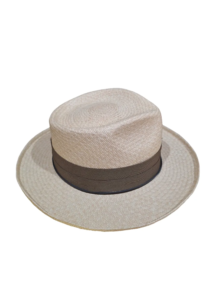 Teardrop Crown Fedora - Panama Cuenca #3 - Turned Edge - 8 cms Brim - Natural