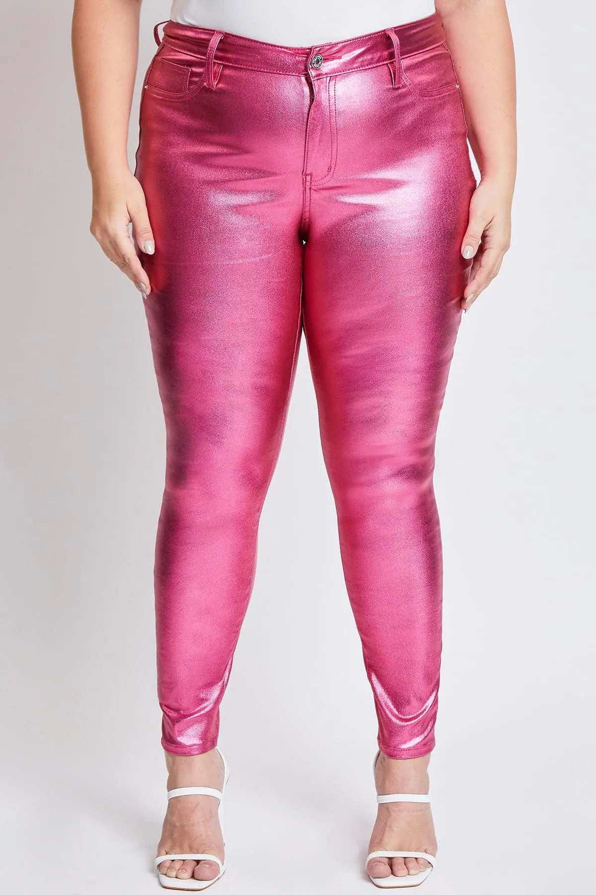 Women´s Plus High-Rise Metallic Hyperstretch Skinny Jean, Hot Pink